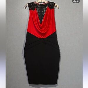 Elegant Red and Black Women's Dress with Lace back